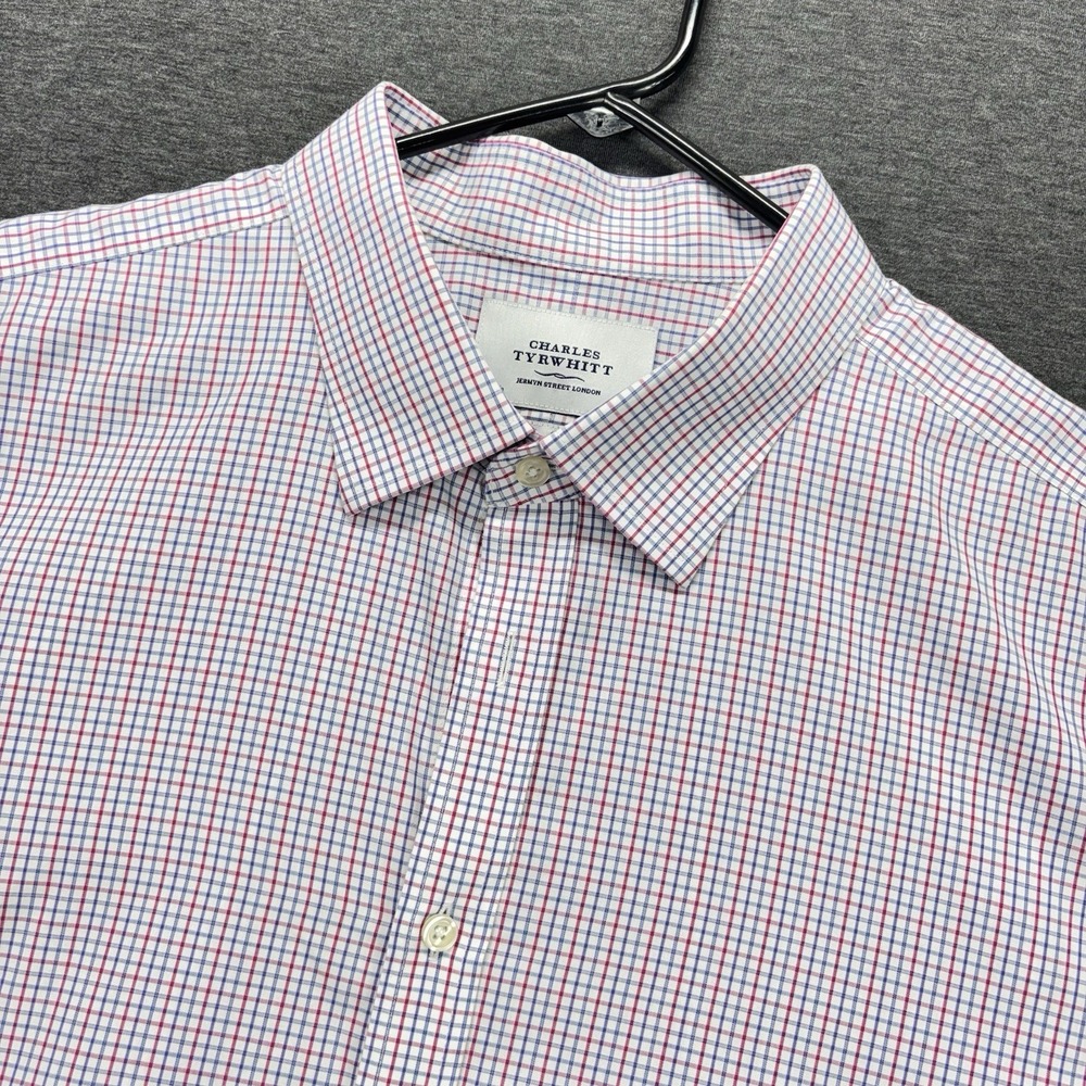 Charles Tyrwhitt Dress Shirt Mens 19/38 Multicolor Check French Cuff Non Iron